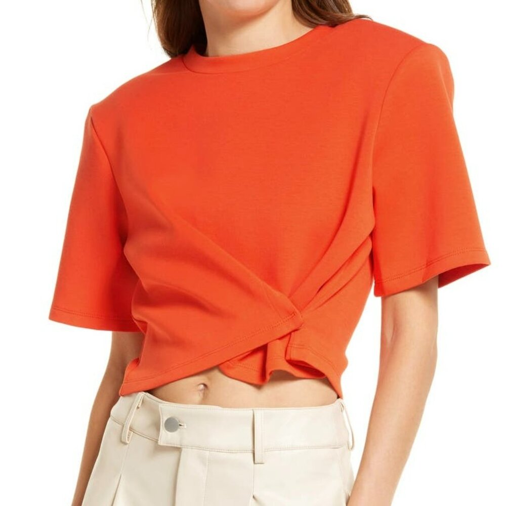AMYLYNN Orange Keyhole Crop Top